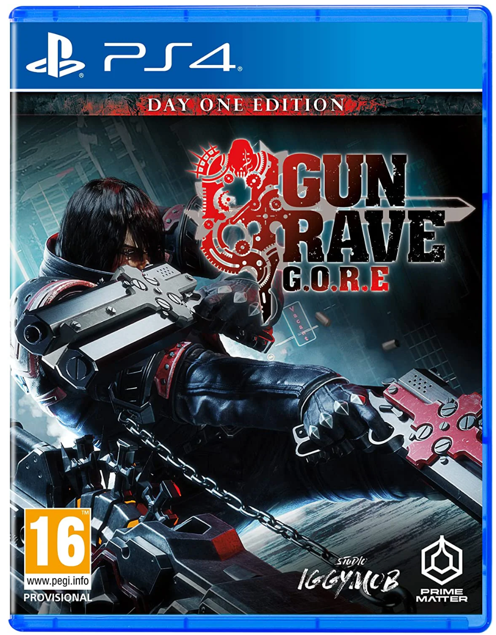 Game case for 'Gungrave Gore' Day One Edition on PS4 with character holding a gun.