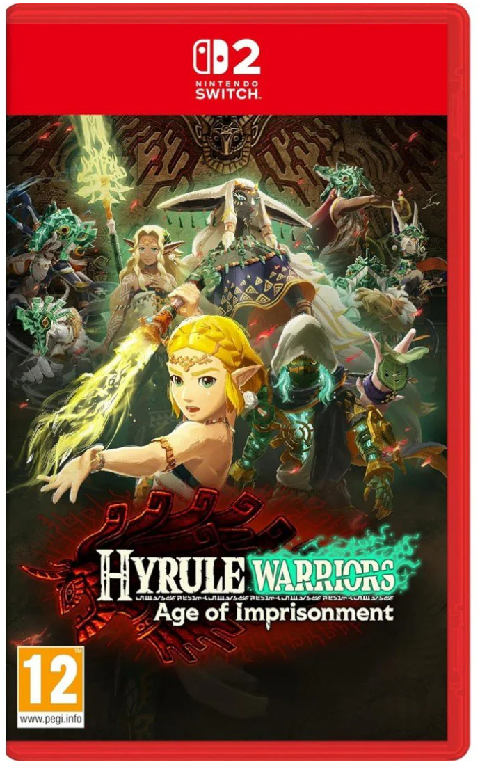 Nintendo Switch game cover for 'Hyrule Warriors: Age of Imprisonment' with characters and red border.