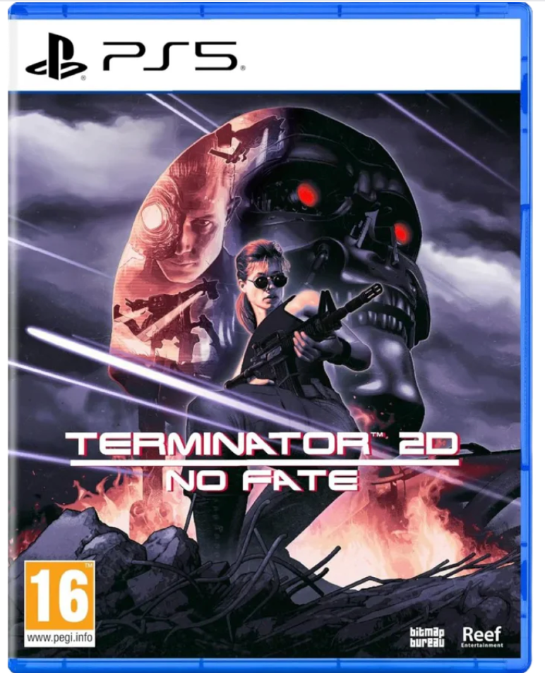Game cover for 'Terminator 20: No Fate' on PS5 with robot and human figure design.