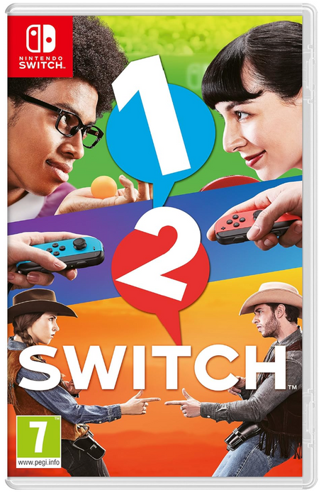 Game box for '1-2 Switch' on Nintendo Switch with two characters holding controllers.