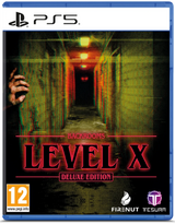 PS5 game case cover for Backrooms Level X Deluxe Edition, featuring a dark hallway scene with red title text and PS5 branding at the top.