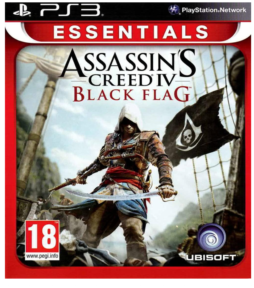 Assassin's Creed IV Black Flag game cover for PS3 with Ubisoft logo.