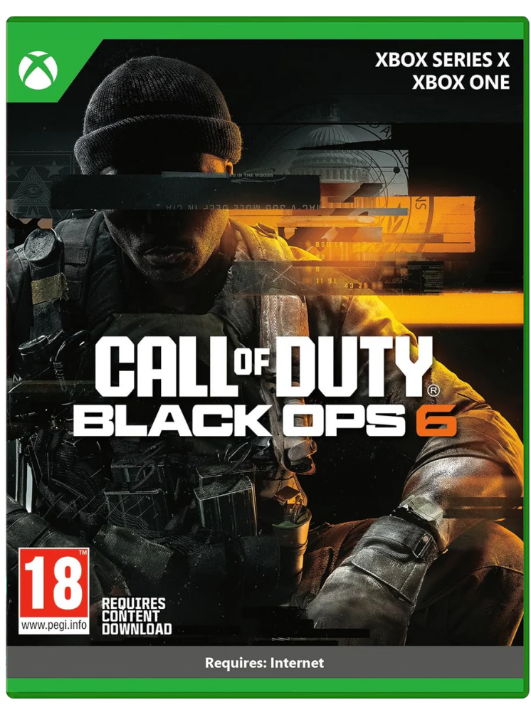 Call of Duty Black Ops 6 game cover for Xbox Series X and Xbox One with a soldier holding a gun.
