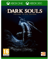 Game cover of 'Dark Souls Prepare to Die Edition' for Xbox One and Xbox 360 with a dark theme and warrior illustration.