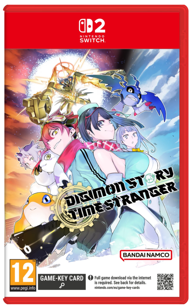 Nintendo Switch game case for 'Digimon Story: Cyber Sleuth' with colorful characters and a red border.