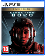 Game cover of 'Directive 8020' Deluxe Edition for PS5 with a futuristic helmeted character.