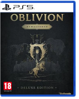 PS5 game cover for 'Oblivion Remastered' Deluxe Edition with Bethesda logo.