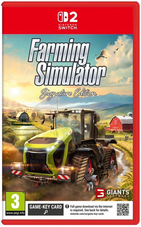 Farming Simulator game cover for Nintendo Switch with tractor and farm landscape