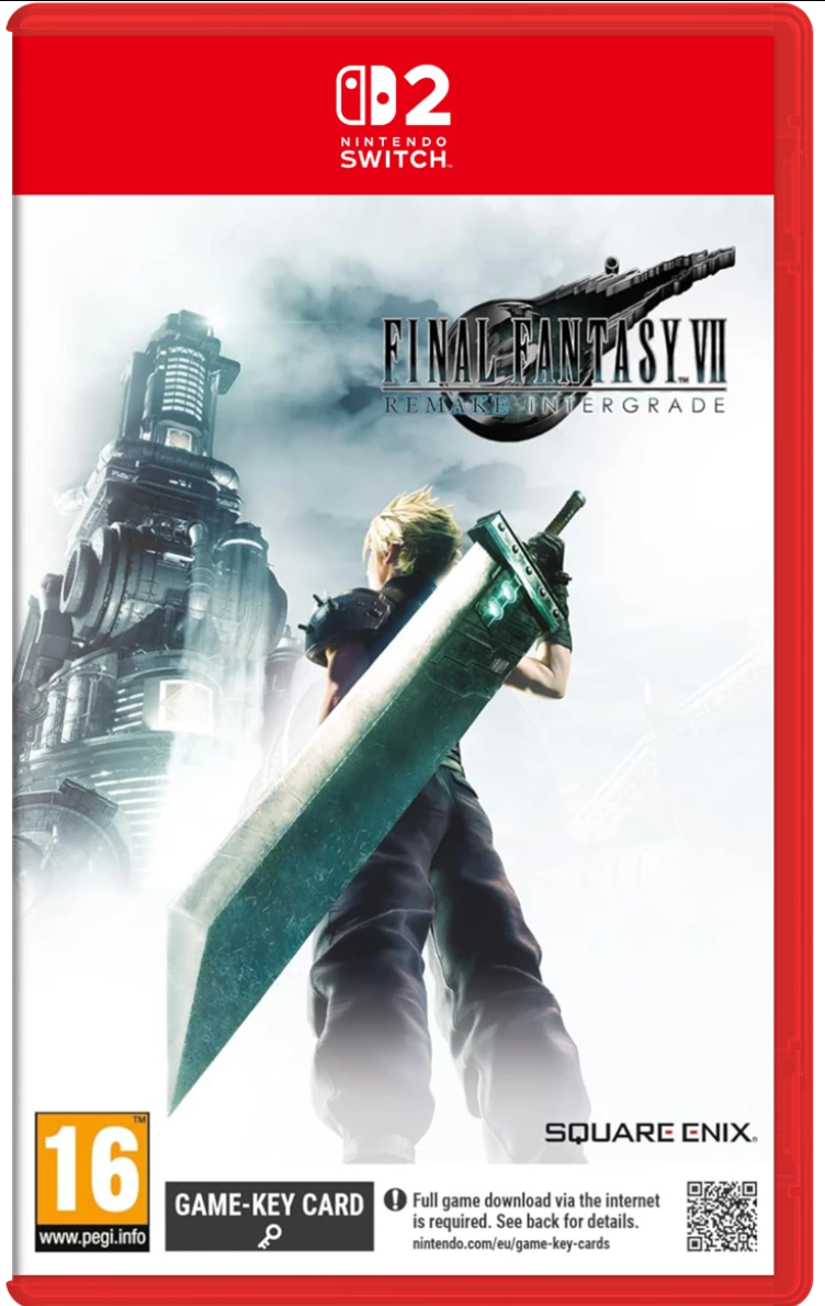 Nintendo Switch game case for 'Final Fantasy VII Remake Intergrade' with a character holding a sword.
