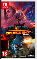 Game cover for 'Ion Fury Double Shot Edition' on Nintendo Switch with action scenes and characters.