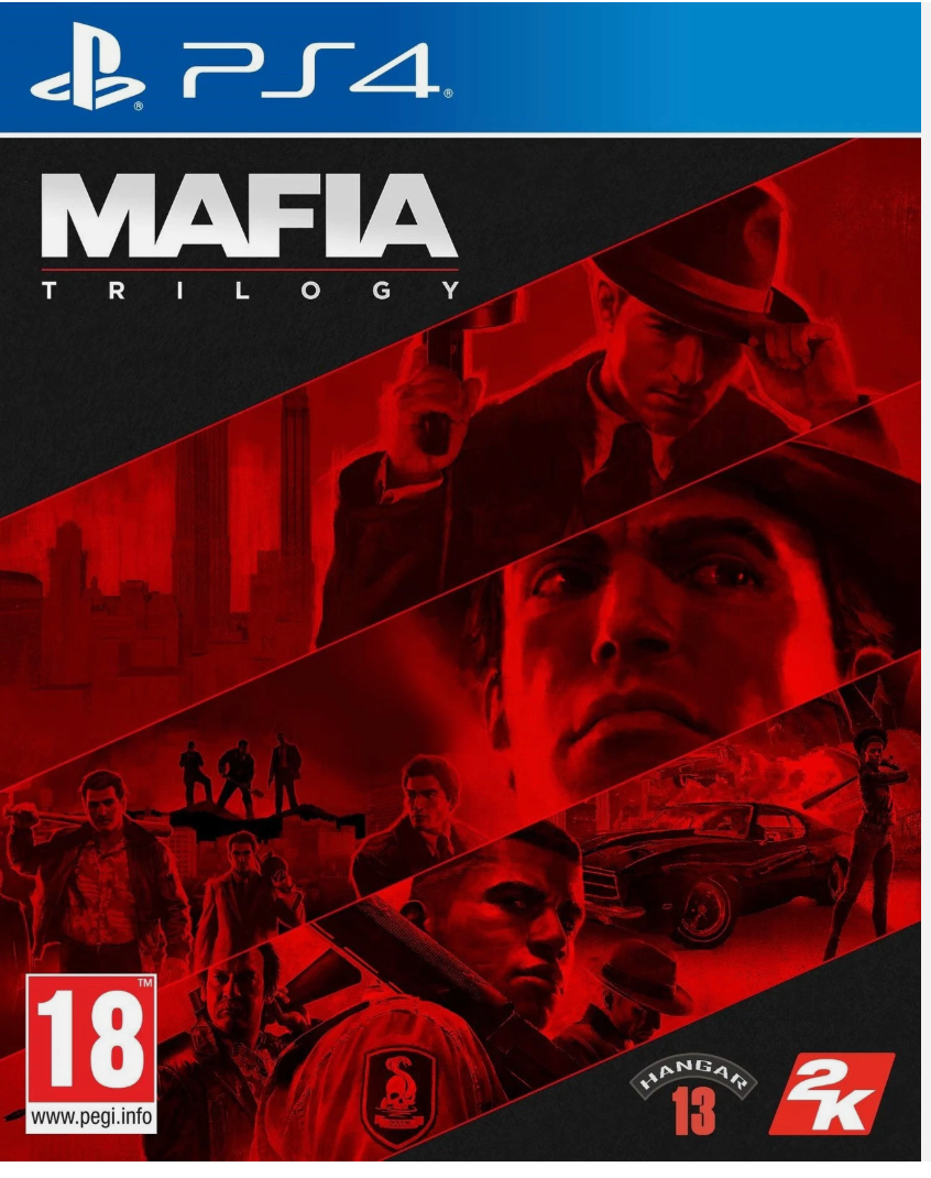 Mafia Trilogy game cover for PS4 with red and black design