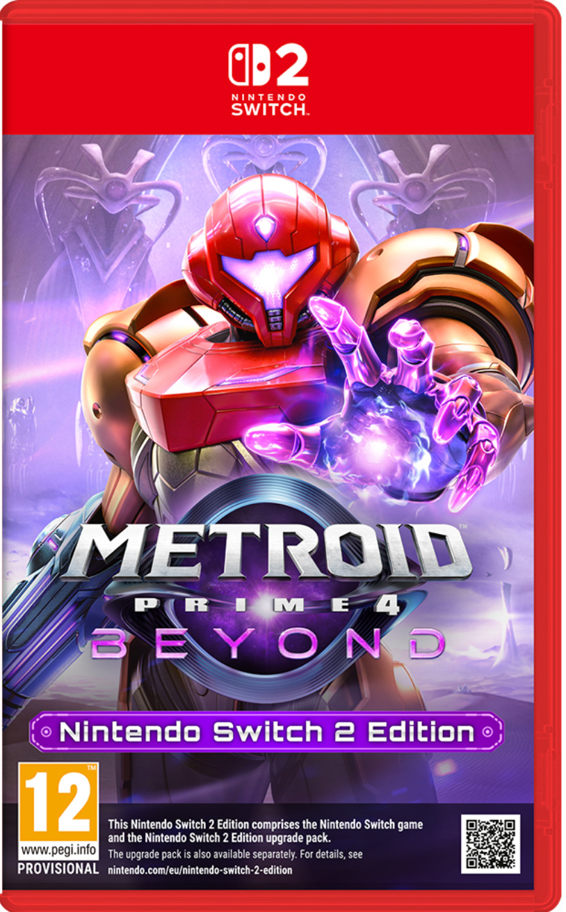 Nintendo Switch game cover for 'Metroid Prime 4 Beyond' with red and purple design.