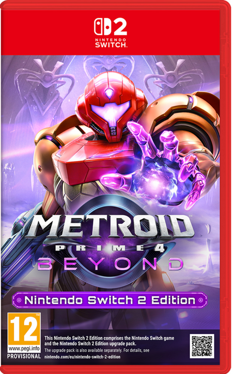 Nintendo Switch game cover for 'Metroid Prime 4 Beyond' with red and purple design.