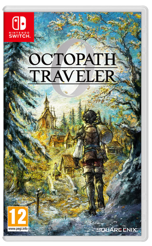 Box art for 'Octopath Traveler' on Nintendo Switch with a snowy landscape and character illustration.