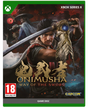 Game disc cover for 'Onimusha: Way of the Sword' on Xbox Series X with a warrior holding a sword.