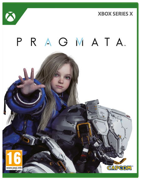 Game box for 'Pragmata' on Xbox Series X with a character in futuristic armor.