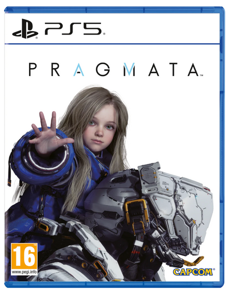 Game cover for 'Pragmata' on PS5 with a character in futuristic armor and Capcom logo.