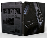 Steelbook case for 'Resident Evil Requiem' with gun and newspaper design