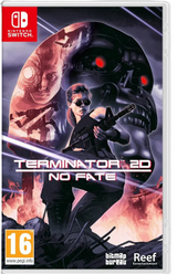 Game cover for 'Terminator 2D No Fate' on Nintendo Switch with action scene and characters.