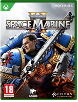 Game cover for 'Warhammer 40,000: Space Marine' on Xbox Series X with a Space Marine character holding a weapon.