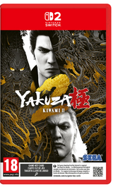 Yakuza Kiwami 2 game case for Nintendo Switch with dragons and faces on a red background